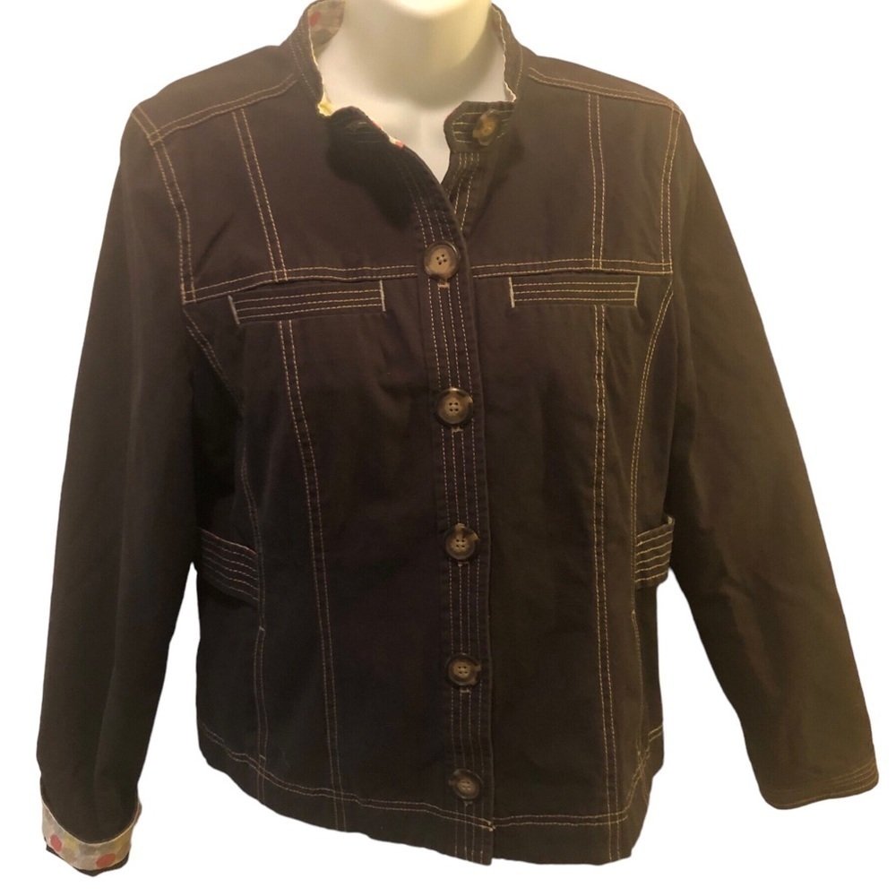 Boden Utility Chore Jacket 100% Cotton Button Up Jacket M Pockets Lined Brown